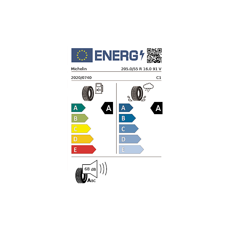Vignette énergétique Michelin Michelin Primacy 5 Energy PREMIUM 16"
